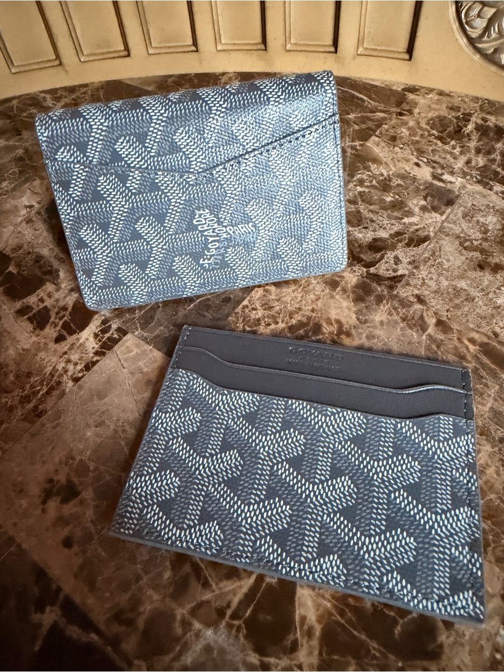 Goyard Gray and White Patterned Card Holder